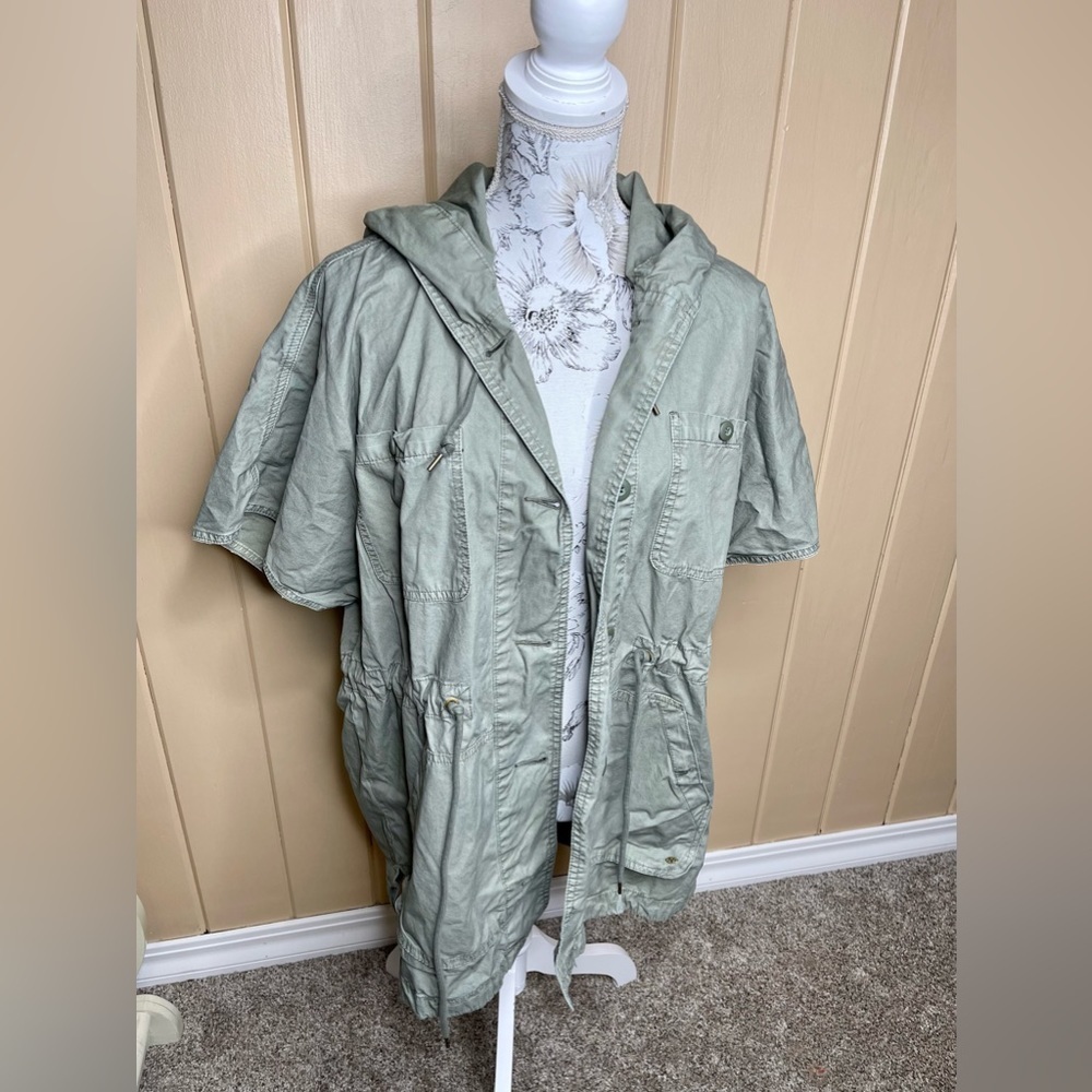 American Eagle Women’s Size Large Utility Shacket Jacket Pocket Green Oversized